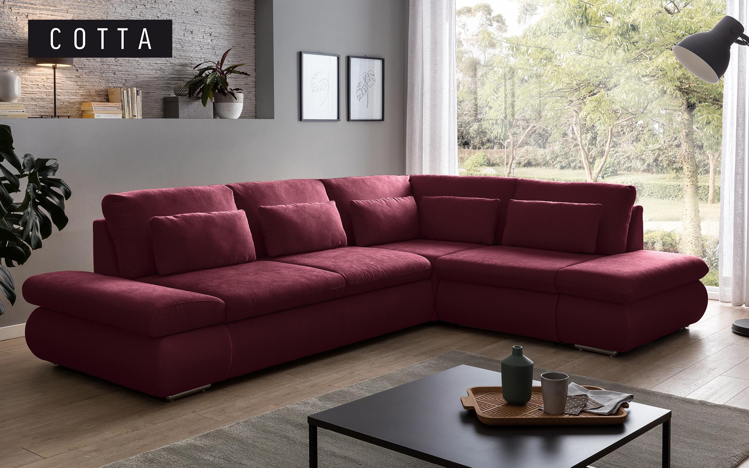 Γωνιακός καναπές – κρεβάτι Delmar, μπορντό  1